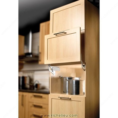 Hinge for parallel lift door for appliance garage (alternative to tambour door). Counter Cabinets, Basement Door, Garage Door Hinges, Custom Built Cabinets, Cabinet Trends, Garage Door Hardware, Best Kitchen Ideas, Kitchen Cabinets Hinges, Kitchen Renovation Inspiration