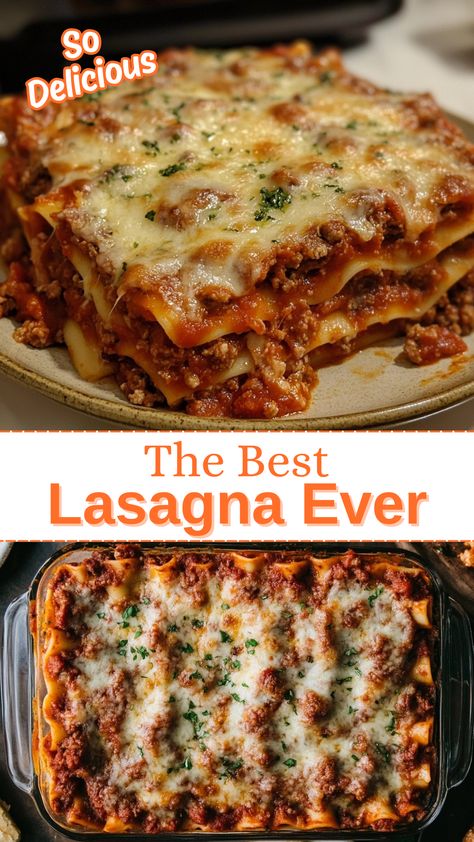 Best Lasagna Meat Lasagna Recipe Easy Ground Beef, Best Meat Sauce For Lasagna, Lasagna With Mushrooms And Meat, Hamburger Lasagna Recipe, The Best Lasagna Recipe, Best Homemade Lasagna, 3 Cheese Lasagna, Lasagna With Sour Cream, Pasta Recipes Lasagna