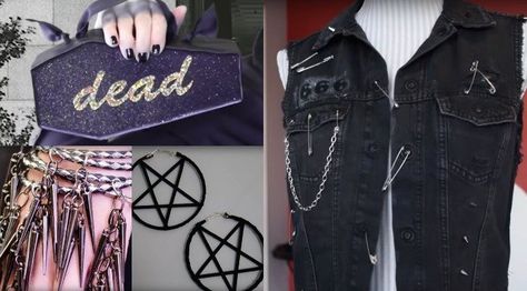 diy goth accessories Diy Goth Accessories, Goth Diy, Diy Clothes Refashion Videos, Diy Clothes Hangers, Diy Clothes For Women, Clothes Upcycle, Diy Summer Clothes, Diy Clothes Rack, Car Accessories Diy