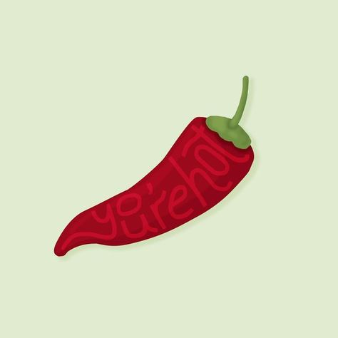 Chile Pepper Drawing, Cartoon Chilli Pepper, Red Pepper Drawing, Chilly Drawing, Spicey Illustration, Spicy Artwork, Chilli Aesthetic, Chilli Painting, Chili Pepper Drawing