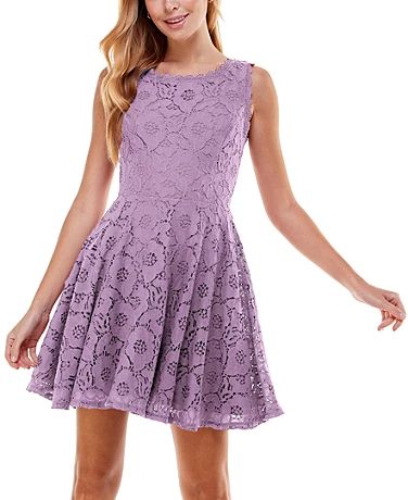 Purple Dresses for Juniors - Macy's City Studio Dress, Studio Green, Style Inspiration Summer, Flare Mini Dress, Review Dresses, Studio City, Junior Dresses, Trendy Plus Size, Lace Overlay