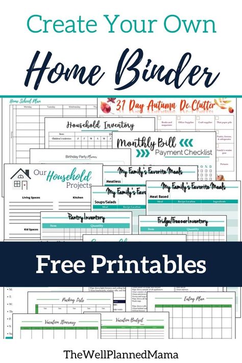 Organize your home and family with a simple home binder. Follow to learn how to create your own home binder. Free printables to use to create your own home binder. Family Binder Free Printables Emergency Preparedness, New Home Binder Free Printables, House Management Printables, Family Binder Ideas, Home Budget Printables Free, Organize Your Life With Binders, Free Family Planner Printables, Emergency Preparedness Binder Free Printables, Free Printable Family Planner