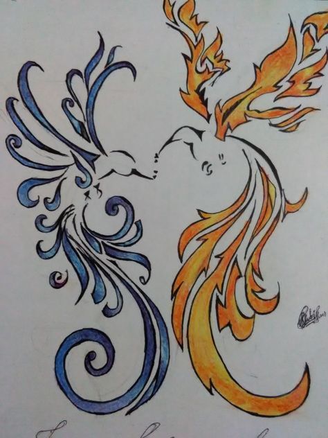 Fire And Water Tattoo Ideas, Fire And Water Sign Tattoo, Fire Moon Tattoo, Fire And Water Drawing, Fire Water Tattoo, Fire And Water Art, Fire And Water Tattoo, Small Friendship Tattoos, Ice Tattoo