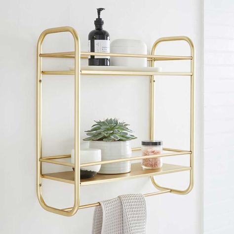 Over Toilet Shelves, Bathroom Over Toilet Storage, Modern Bathroom Shelves, Storage Over Toilet, Metal Wall Shelf, Organized Bathroom, Over Toilet Storage, Mid Century Bathroom, Metal Wall Shelves