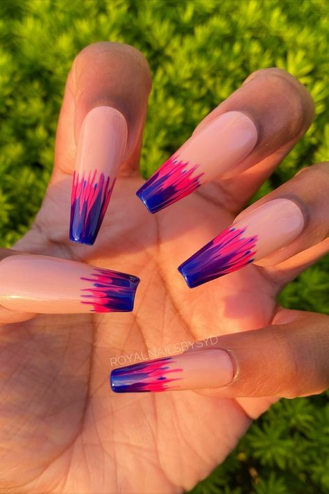 Ongles Bling Bling, Rainbow Nails Design, Bisexual Flag, Tongue Health, Colored Acrylic Nails, Really Cute Nails, Short Acrylic Nails Designs, Rainbow Nails, Fire Nails