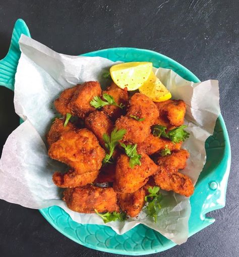 Amirtsari Fish Pakora By Lucky Singh Amritsari Fish, Fish Pakora, Gluten Free Indian Food, Carom Seeds, Fish Fillets, Chickpea Flour, Red Chili Powder, Lemon Wedge, Fish Fillet