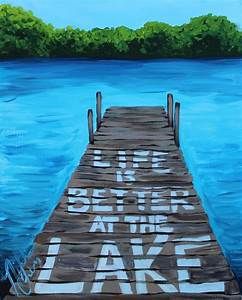 Loon Decor Lake Houses, Lake House Painting Canvas, Lake Life Painting, Easy Lake Painting For Beginners, Lake Painting Easy, Lake Painting Ideas, Lake House Painting, Lake Scenes, Painted Coolers