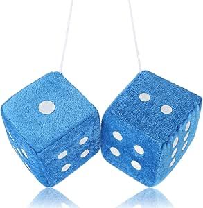 Fuzzy Dice for Rear View Mirror, Blue Fuzzy Dice for Car Mirror, 2.75inch Pair of Plush Retro Square Hanging Dice with White Dots Cute Car Decoration Ornament Accessories Dice For Car, Pink Car Interior, Car Dice, Blue Car Accessories, Fuzzy Dice, Mirror Car Accessories, Cool Car Accessories, Rear Mirror, Rear View Mirror Decor