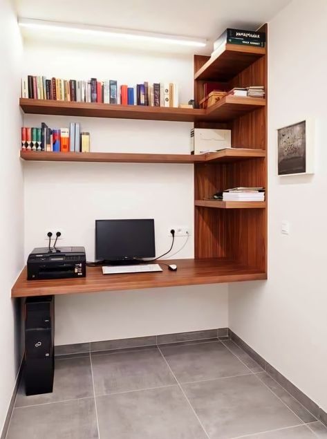 Computer Table Design Small Spaces, Bookshelf Vanity, Bedroom Organizers, Home Office Furniture Design, Modern Bureau, Desk Organisation, Study Table Designs, Study Room Design, Closet Office