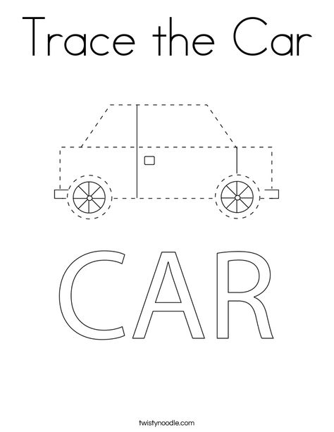 Trace the Car Coloring Page - Twisty Noodle Car Tracing Worksheet, Car Worksheet Preschool, Tracing Coloring Pages, Trace Drawing, Car Outline, Transportation Worksheet, Car Letter, Cars Coloring, Car Activities