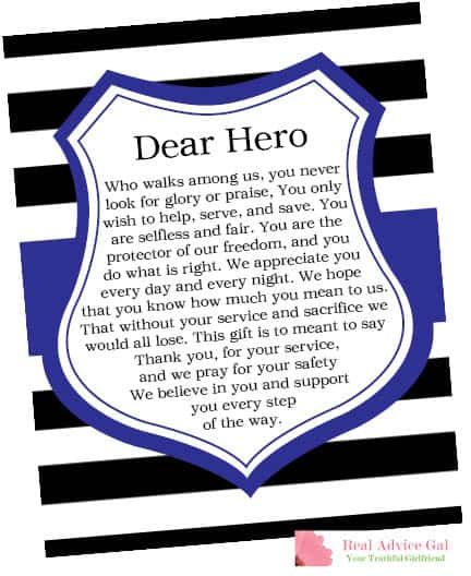 Dear Hero Printable Police Appreciation Week, Police Week Ideas, Police Appreciation Gifts, Police Officer Appreciation, Law Enforcement Appreciation, Police Appreciation, Community Service Ideas, The Berenstain Bears, Police Party