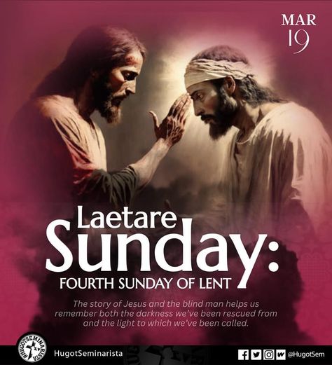 Laetare Sunday Lent, Fourth Sunday Of Lent, Lent Season, Holy Spirit Prayer, First Sunday Of Advent, Sunday Worship, Girl God, Blessed Sunday, Jesus Stories