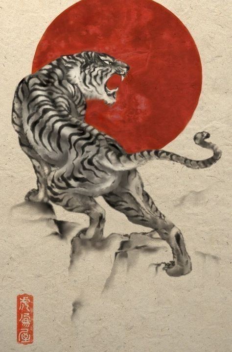 Asian Tiger Paintings | 29 Asian Tiger Tattoo, Guerriero Samurai, Japanese Tiger Tattoo, Asian Tigers, Japanese Tiger, Tiger Artwork, Tiger Tattoo Design, Tiger Drawing, Sumatran Tiger