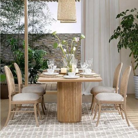 Upgrade your dining room with our Sintra Wood Rectangular Dining Table! 💛 This dining table is crafted from high-quality wood materials and is perfect for hosting family dinners or dinner parties. Its sleek design and spacious tabletop make it easy to comfortably seat up to six people. Plus, it's easy to clean and maintain! Wood Rectangular Dining Table, Chairs Restaurant, Chair Rattan, Solid Wood Dining Chairs, Restaurant Chairs, Leisure Chair, Wood Dining Chairs, Rattan Chair, Rectangular Dining Table