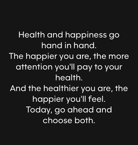 Health and happiness are deeply interconnected. When you prioritize your well-being, it enhances your mood and overall happiness. Conversely, a positive outlook and emotional well-being can motivate you to maintain healthy habits. Choosing both health and happiness today sets a foundation for a fulfilling life. #FitFam #FitnessJourney #FitnessGoals #NoPainNoGain #GetFit Prioritize Health Quotes, Health Priority Quotes, Motivation To Be Healthy, Healthy Habits Quotes, Happiness Chemicals, Priorities Quotes, Habit Quotes, Personality Quotes, Healthy Quotes