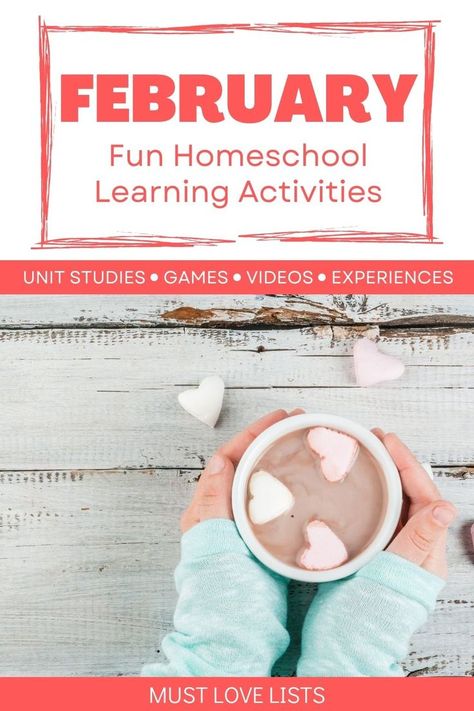 Valentines Homeschool Activities, February Homeschool Activities, February Homeschool Themes, Homeschool Valentines Party, Homeschool Valentines Day Ideas, February Curriculum Toddlers, February Toddler Curriculum, Homeschool Valentines Day, Valentine’s Day Homeschool