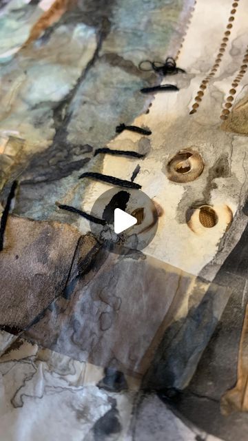 How To Create Texture On Paper, Stitching On Paper Art, Creating Textures On Paper, Tactile Textures On Paper, Stitched Paper Collage, Collage Ripped Paper, Tea Bag Art, Acrylic Artists, Tracing Paper