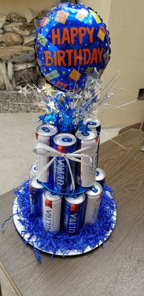 Michelob Ultra Beer Cakes For Men, Beer Can Cakes For Men, Michelob Ultra Cake, Michelob Ultra Party Ideas, Micalobe Ultra Beer Cake, 24th Birthday Ideas For Men, 31st Birthday Gifts For Him, 21st Birthday Breakfast, Budlight Cakes For Men