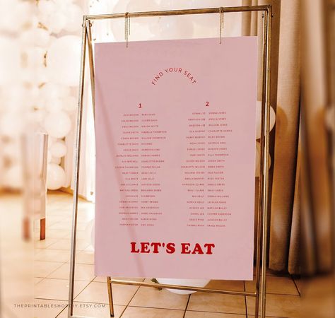 Wedding Seating Plan For Long Tables, Wedding Seating Plan Ideas Long Tables, Banquet Table Seating Chart, Long Table Table Plan, Seating Chart Wedding Long Tables, Long Table Plan, Long Table Wedding Seating Plan, Seating Chart For Long Tables, Pink Wedding Signage