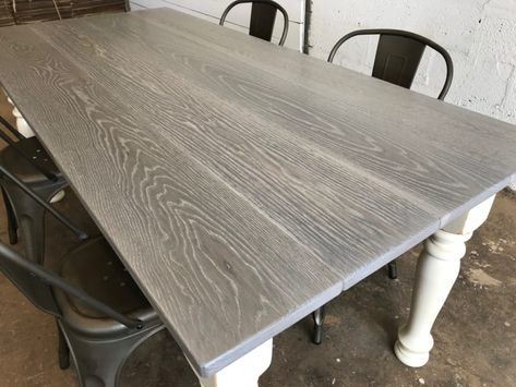 Weathered Gray Dining Table, Grey Stained Table, Grey Wash Dining Table, Driftwood Furniture Finish, Grey Farmhouse Table, Dining Table Redo, Grey Kitchen Table, Brown Wood Table, Grey Painted Kitchen