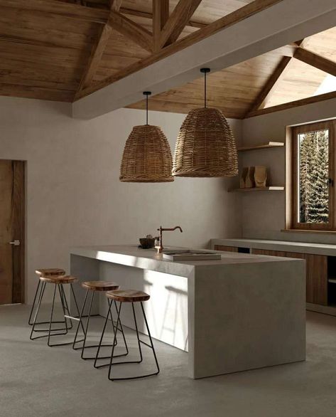 Spain House, Concrete Paint, Wabi Sabi Interior, Stone Paint, Concrete Kitchen, Design Room, Outdoor Kitchen Design, Barndominium, Home Decor Kitchen