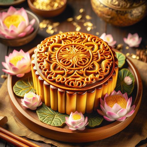 Mooncake Magic: Cultural Delights of China's Sweet Lunar Treat Chinese Dessert Recipes, Cake Festival, Mooncake, Happy Mid Autumn Festival, Red Bean Paste, Chinese Dessert, Pastry Shells, Moon Cake, Cake Mix Cookies