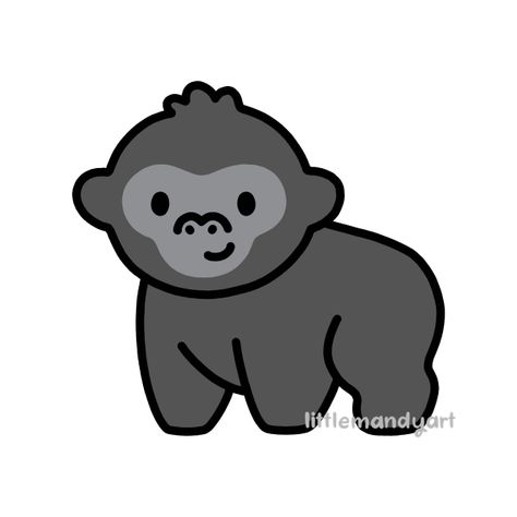 Cute gorilla sticker Simple Gorilla Drawing, Cute Gorilla Drawing, Gorilla Doodle, Gorilla Sticker, Gorilla Drawing, Cute Gorilla, Kawaii Fish, Gorilla Art, Gorillas Art