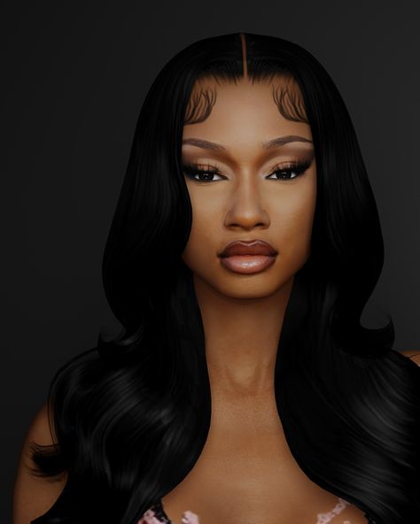 Megan Thee Stallion | ClaiKim Sim on Patreon Black And Yellow Hair, Sims 4 Cc Eyes, Sims 4 Black Hair, The Sims 4 Skin, Free Sims 4, The Sims 4 Packs, Sims 4 Cc Makeup, Sims 4 Body Mods, Sims 4 Cc Skin