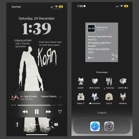 Iphone Layout Aesthetic Dark, Dark Mode Ios Layout, Dark Mode Homescreen Layout, Dark Ios 16 Layout, Ios 16 Layout Ideas Dark, Cute Phone Themes Dark, Ios Theme Ideas Dark, Dark Iphone Widgets, Ios 16 Dark Aesthetic