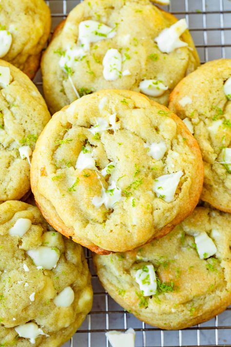 Satisfy your sweet tooth with these delicious White Chocolate Key Lime Cookies. Made with a zesty lime flavor and creamy white chocolate chips, these cookies are the perfect treat for any occasion. #whitechocolatelimecookies #keylimecookies #cookiesrecipe Key Lime White Chocolate Chip Cookies, Keylime Cookie Recipe, Key Lime Cookies Easy, Key Like Pie, Key Lime Pie Cookies, Key Lime Recipes, Key Lime Cookies, Lime Cookies, Lime Recipes