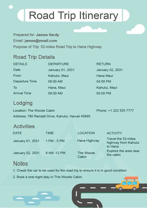 If you are planning to go for a trip by road then you should make a trip itinerary for essentials but you do not need to start from scratch you can download our Best Ever Road Trip Itinerary Template and use it. It has all details on point and if you want to add or edit some details you can freely do this without any hassle. So download now. For more design , and create your own design by your choice. Connect with us. 9903609509 📲 Road Trip Itinerary Template, Trip Itinerary Template, Hana Highway, Hana Maui, Itinerary Planner, Itinerary Template, Trip Itinerary, More Design, Road Trip Itinerary