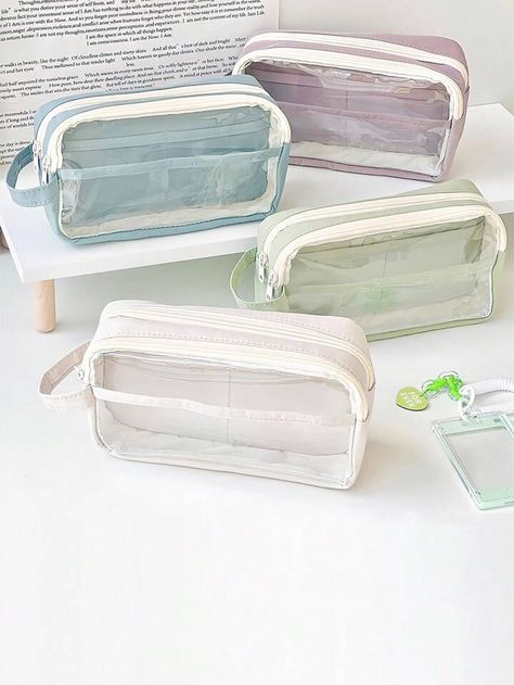 Aesthetic Desk Supplies, School Necessities, Transparent Pencil Case, School Pencil Case, Pen Bag, Stationery School, Pencil Cases, Pen Case, Storage Pouch