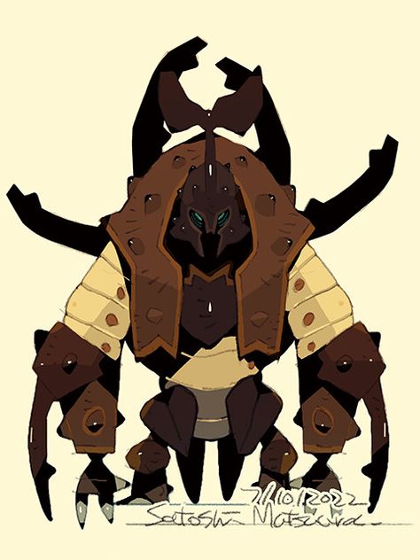 Beetle Armor, Satoshi Matsuura, D D Monsters, Medieval Fantasy, Sci Fi Fantasy, Dnd Characters, Art Inspo, Art Reference, Cool Art