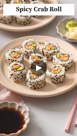 Crab Rolls Recipe, How To Make Sushi Rolls, Easy Sushi Rolls At Home, Spicy Crab Roll Recipe, Dairy Free Vegetable Recipes, California Sushi Rolls, Sushi Rolls At Home, Sushi Rolls Recipe, Spicy Crab Roll