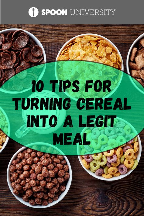 Breakfast Ideas With Cereal, How To Pack Cereal And Milk For Lunch, Cereal For Dinner, Cereal Add Ins, Loaded Cereal Bowl, Cereal Hacks, Cereal Breakfast Ideas, Cereal Toppings, Cereal Buffet