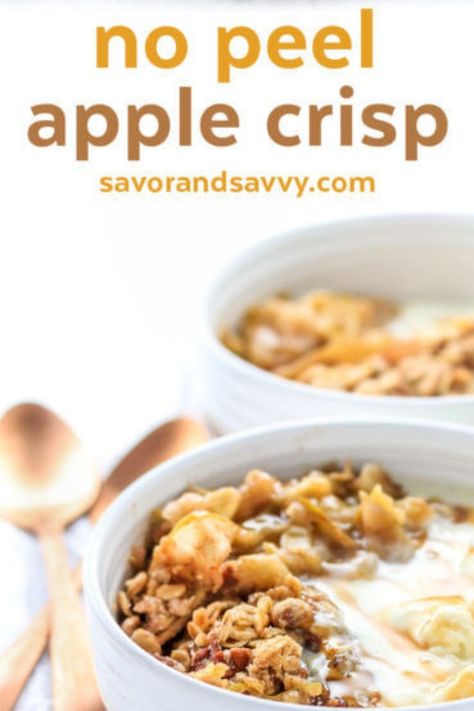 This is one of the best apple crisps you will ever taste! It's easy, delicious, and quick to prep! Take this to your next potluck or dinner party! Best of all, you don't even need to peel the apples which saves you even more time. It is a fantastic fall dessert! via @savorandsavvy Sugarless Recipes, Fall Poems, Applesauce Recipes, Apple Crisps, Best Apple Crisp, Apples Cinnamon, Apple Crisp Recipe, Homemade Pudding, Apple Cobbler