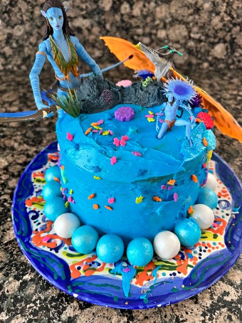 Avatar Themed Birthday Cake, Avatar Theme Cake, Avatar Party Food, Avatar Cake, Avatar The Way Of Water Birthday Cake, Avatar The Last Airbender Birthday Cakes, Diy Cake, Party Food, Bday Party