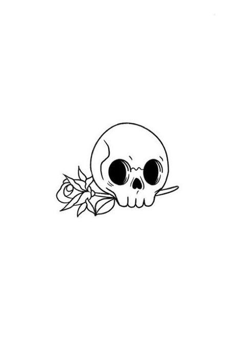 Skull Tattoos Cute, Small Edgy Tattoos Simple, Skull Line Art Tattoo, Small Spooky Tattoos For Women, Small Tattoos Skull, Dainty Skull Tattoo, Simple Tattoo Stencils For Men, Skull Tattoos Simple, Minimalist Skull Tattoo