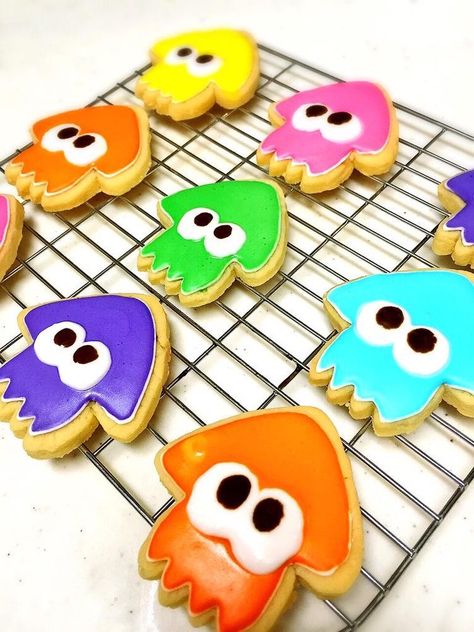 Splatoon Cookies, Splatoon Party, Splatoon Birthday, Lusamine Pokemon, Nintendo Party, My Plate, Video Game Party, Video Games Birthday, 9th Birthday Parties