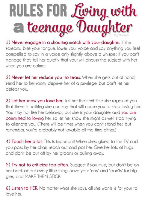 Rules for Living with a Teenage Daughter + free printable at TidyMom.net Rules For Living, Raising Daughters, Raising Teenagers, Raising Girls, Parenting Teenagers, Parenting Videos, Parenting Help, Smart Parenting, Parenting 101