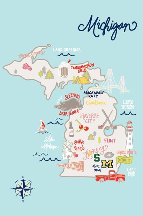 Michigan Tattoos, Map Of Michigan, Michigan Map, Tahquamenon Falls, Background Gray, Mackinaw City, Mackinac Bridge, Grosse Pointe, Sleeping Bear