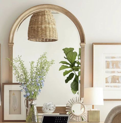 7 Decorative Mirrors for Above the Mantel - The Honeycomb Home Mirror Over Fireplace, Mirror Above Fireplace, Arched Window Mirror, Fireplace Tv Wall, Mantel Mirrors, Decorative Mirrors, Arched Mirror, Floor Mirrors, Arch Mirror