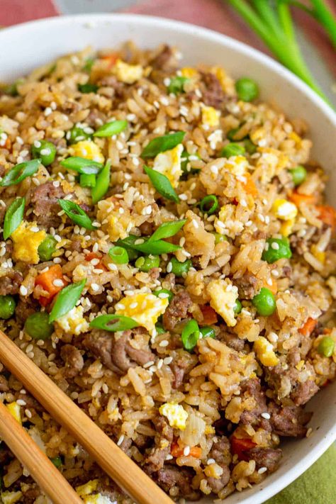 Minced Beef Rice Recipes, Fried Rice Ground Beef, Ground Beef And Rice Recipes Asian, Rice Paper Recipes Ground Beef, Minced Beef Fried Rice, Ground Beef Rice Recipes For Dinner, Leftover Ground Beef Recipes For Dinner, Ground Beef With Eggs, Ground Turkey Fried Rice Recipes