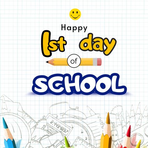 happy first day of school poster design School Poster Design, First Day Of School Poster, Happy First Day Of School, Kindle Book Cover, School Poster, Concept Map, Etsy Banner, Campaign Posters, Blog Header