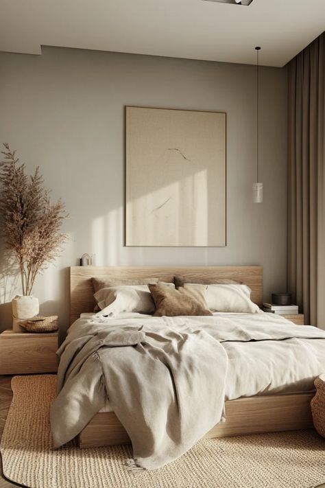 Transform your room into a soothing haven with our Scandinavian bedroom design ideas. This style emphasizes minimalism, functionality, and natural materials - perfect for creating a restful environment. Explore a variety of soft pastel shades, cozy textiles, and elegant design elements that contribute to a relaxing space. Whether you're interested in DIY Scandinavian decor, ways to incorporate natural light, or tips for arranging furniture harmoniously, our guide has something for everyone. Coordination in color and texture brings warmth, fostering comfort in your sanctuary-like bedroom. Bedroom Minimal Cozy, Scandinavian Bedroom Color, Rustic Scandinavian Bedroom, Scandanavian Interiors Bedroom, Diy Scandinavian Decor, Minimal Modern Bedroom, Bedroom Scandinavian Style, Scandi Style Bedroom, Airy Curtains