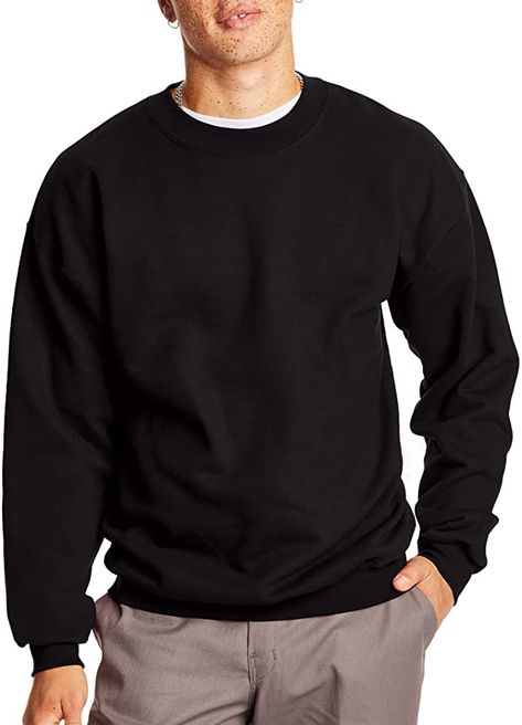 Hanes Men's Ultimate Cotton Heavyweight, Black, XX-Large at Amazon Men’s Clothing store Black Crewneck Outfit, Crewneck Outfit Men, Crewneck Outfit, Slim Straight Pants, Stylish Men Casual, Black Crewneck, Sweatshirt Crewneck, Fleece Sweatshirt, Pullover Men