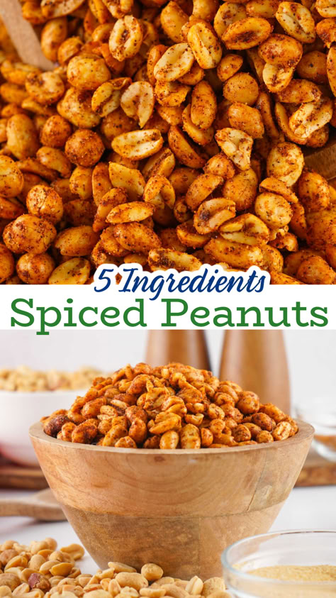 Are you looking for a fun and spicy new snack? These spiced peanuts are just the thing! They have just enough heat and a bit of salt making them a perfect munchable protein packed snack. They are perfect for parties, or just because. Sweet And Spicy Peanuts Recipe, Seasoned Peanuts Homemade, Ball Game Snacks, Spicy Peanuts Snacks, Spiced Peanuts Recipes, Raw Peanuts Recipes Snacks, Salted Peanuts Recipes, Seasoned Peanuts Recipes, Peanut Snacks Recipes