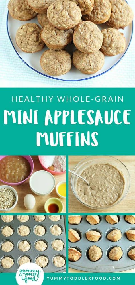 Baby Apple Muffins, Mini Muffins For Babies, Apple Sauce Muffins For Baby, Baby Friendly Muffins, Muffins For 9 Month Old Baby, Easy Baby Muffins, Easy Toddler Muffins, Applesauce Muffins For Baby, Apple Recipes For Babies