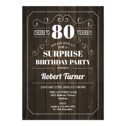 Surprise 80th Birthday - Wood Pattern Invitation 10th Wedding Anniversary Party, 60th Wedding Anniversary Party, 60th Anniversary Parties, 30th Anniversary Parties, Wedding Anniversary Party Invitations, Surprise 30th Birthday, Anniversary Party Invitations, 50th Wedding Anniversary Party, Pattern Invitation