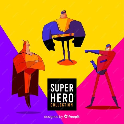 Free Vector | Collection of superheroes Super Hero Couples, Hero Poses, Editorial Cover, Superhero Background, Superhero Emblems, Superhero Kids, Couple Silhouette, Comic Book Pages, Line Background